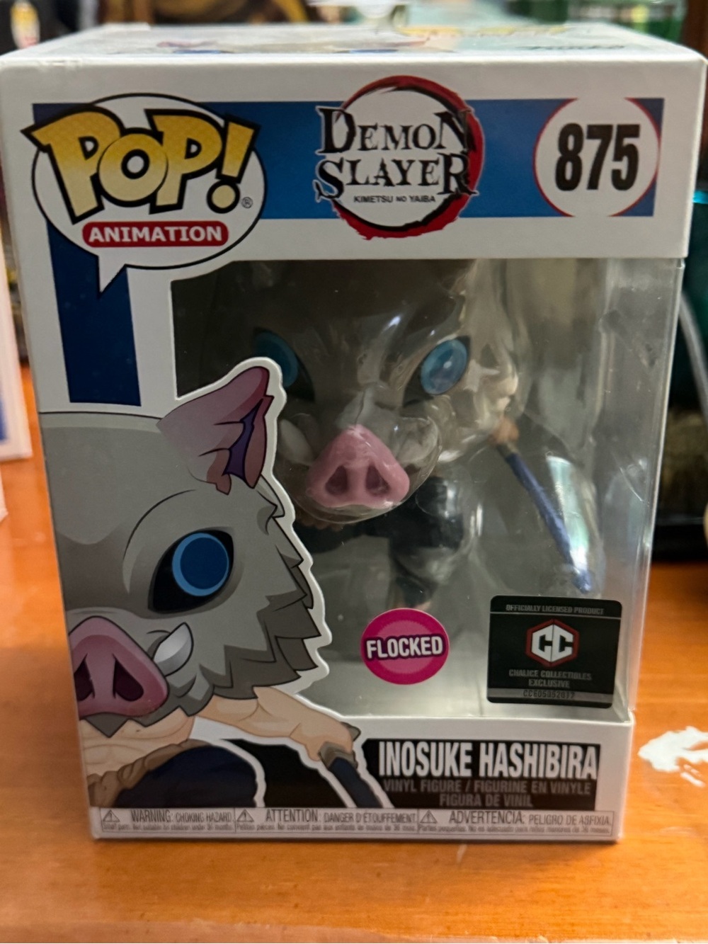 Funko Pop! Demon Slayer Inosuke Hashibira Flocked Figure - Pink/Blue/Gray